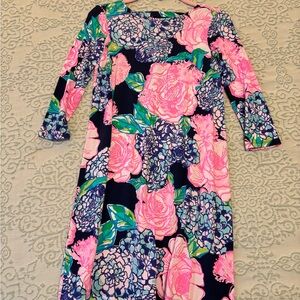 Lilly Pulitzer Pink and Blue Floral Long Sleeve Dress